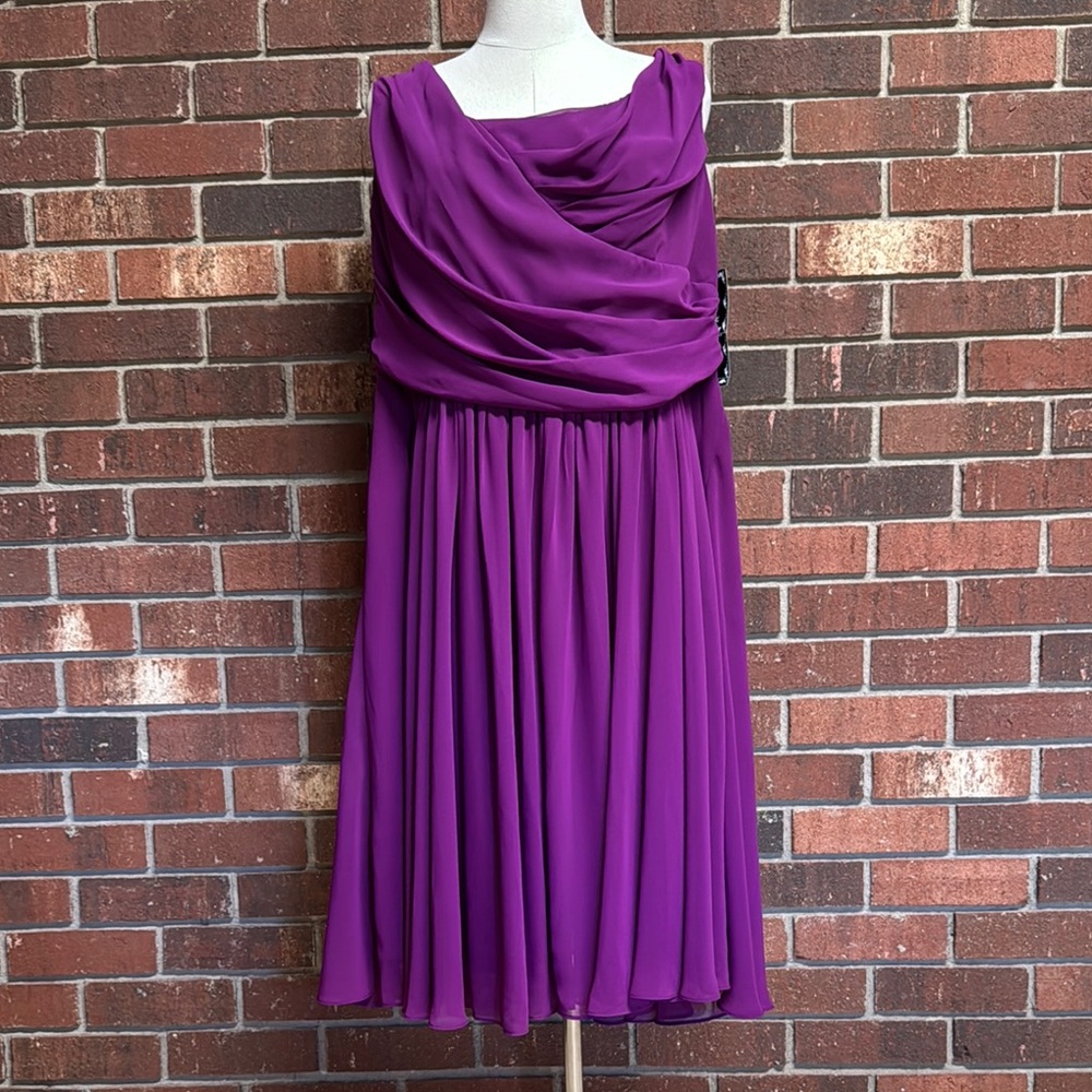 Suzi Chin for Maggy Boutique Purple Drape Front Dress Size. 18W - Picture 1 of 10
